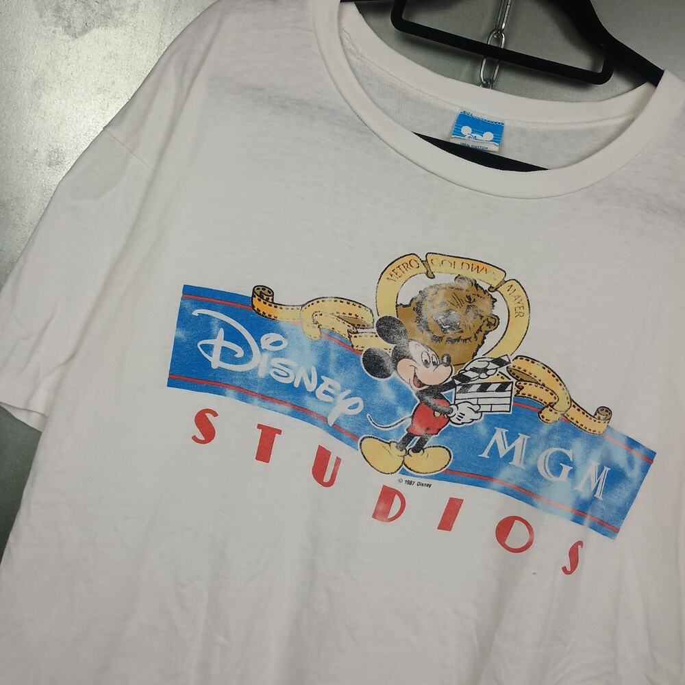 Walt Disney World MGM Studios Vintage 80s Boxy Cropped Shirt Large Cotton Mickey